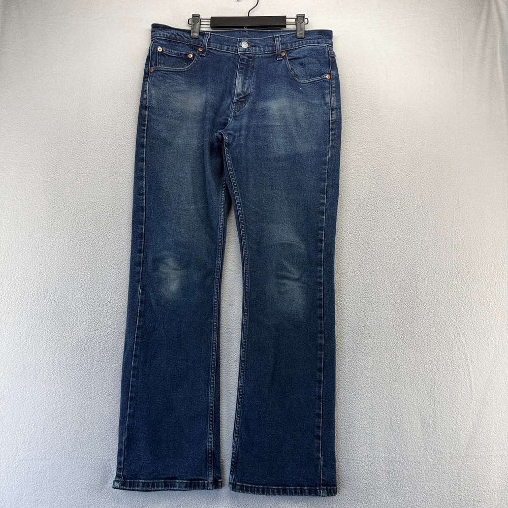 Levi's Jeans Mens 33x32 Blue Denim Dark Wash 527 Bootcut Western Cowboy Faded